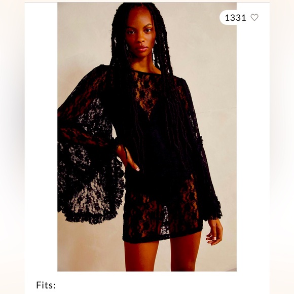 Free People Dresses & Skirts - Free People Black Lace Bell Sleeve Mini Dress